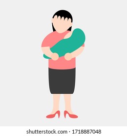 Vektorbild einer Mutter, die ihr Baby pflegt