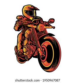 Vector image of motorbike rider illustration in yellow gold and black