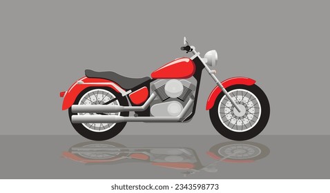 Vector image of a motorcycle reflected on the ground. Chopper. vector illustration.