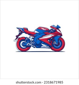vector image of motorsport, red, blue, and white, high soeed, white background.
