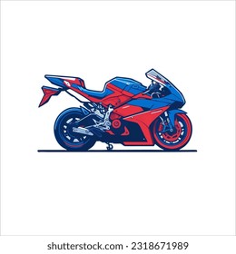 vector image of motorsport, red, blue, and white, high soeed, white background.