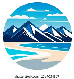 vector image of a mountain and beach logo