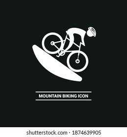Vektorbild. Mountainbiker-Symbol. Bild von festen Cycling-Objekten.