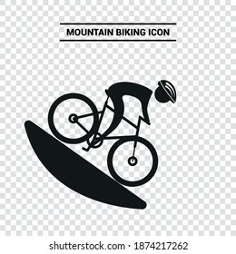Vector image. Mountain biker icons. Solid images of cycling objects.