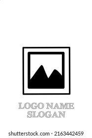 Vektorbild mit dem Logo für Bildsymbolelemente von Bergbildern, das einfach, cool, kreativ, künstlerisch, abstrakt und elegant aussieht. Es eignet sich als coole Anzeige eines Produkts und auch für damit verbundene Produkte