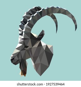 Vektorbild einer Bergziege. Polygonaltier, Low-Poly