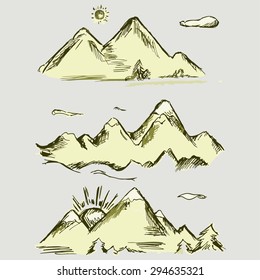 Vector image of mountain scenery