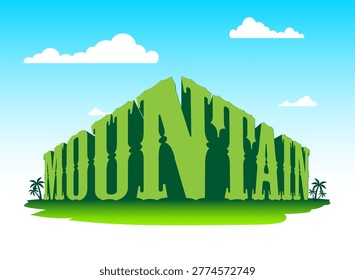 Vector image of a mountain view with pictorial typography.