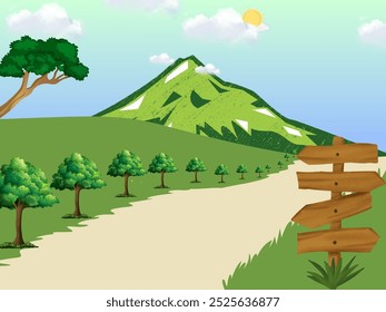 vector image of mountain views and dark atmosphere at night