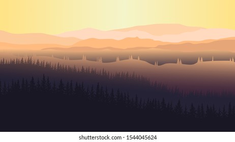 vector image of mountains in the form of silhouettes