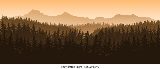 vector image of mountains in the form of silhouettes screen size