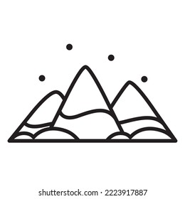 vector image of mountains with snow in lines with white background