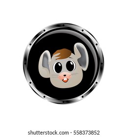 Vector image mouse rocket porthole.