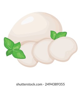 Vector image of mozzarella cheese. Food and fast food concept. Element for your design. Ingredient for cooking.