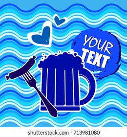 Vector image mugs of beer. Drinks with a lot of foam.