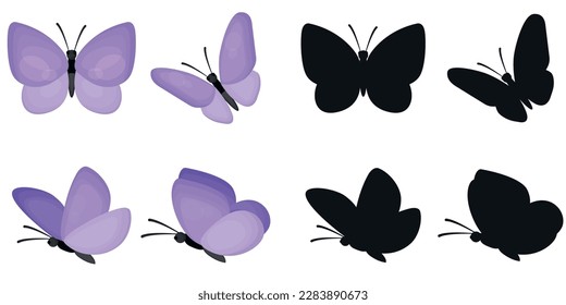 Vector image of multicolored butterflies. The concept of spring and summer. Colorful flying insects. An element for your design