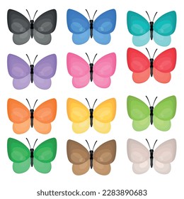 Vector image of multicolored butterflies. The concept of spring and summer. Colorful flying insects. An element for your design