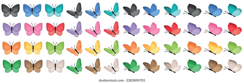 Vector image of multicolored butterflies. The concept of spring and summer. Colorful flying insects. An element for your design