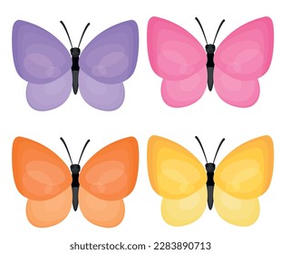 Vector image of multicolored butterflies. The concept of spring and summer. Colorful flying insects. An element for your design