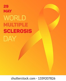 Vector image for Multiple Sclerosis Day. Gradient ribbon in orange tones. Vertical image format with a diagonal gradient on the background.