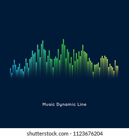 Vector image of the music equalizer. Illustration in form of conventional urban industrial landscape