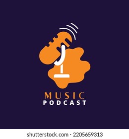 vector image of music logo, microphone, in elegant color, top view. perfect for backgrounds, social media, bands and record companies