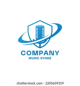 vector image of music logo, microphone, in elegant color, top view. perfect for backgrounds, social media, bands and record companies