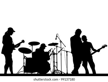 Vector image of musical group and audience