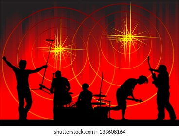 Vector image of musical group and light show