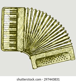 Vector image of a musical instrument. Unfolded accordion