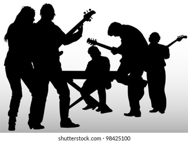 Vector image of musical rock group