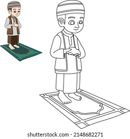 vector image of a Muslim boy praying.