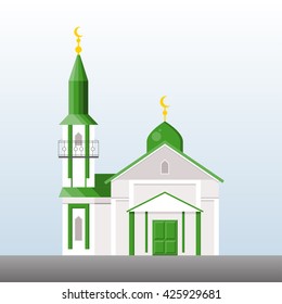 Vector image of a Muslim mosque. The classic religious building.