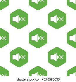 Vector image of muted loudspeaker in hexagon, repeated on white background