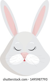 Vector image of the muzzle of a sleeping bunny