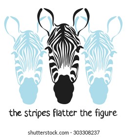 vector image of the muzzle Zebra with text, suitable for printing on your t-shirt
