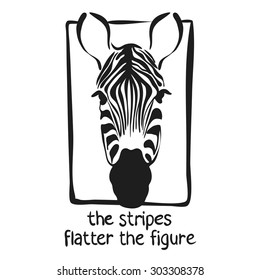 vector image of the muzzle Zebra with text, suitable for printing on your t-shirt