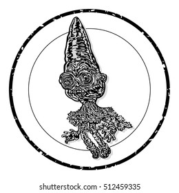 Vector image of a mystical carrot. Interesting, clean vector without extra points.