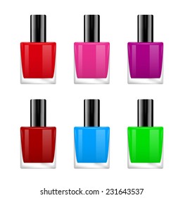 The vector image of nail polish of various colors