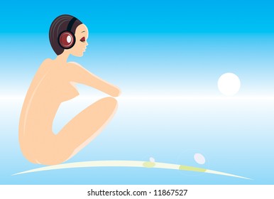 imagen vectorial de una niña desnuda