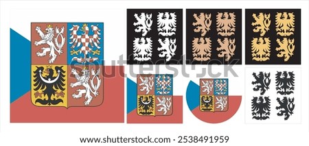 vector image of the national emblem of the Czech, Czech Republic coat of arms, seal or national emblem, isolated on white background,