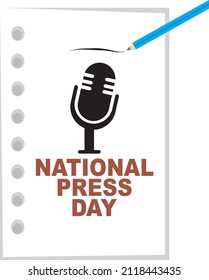
a vector image of a national press day celebration. in which there is a microphone, paper and pencil drawing
