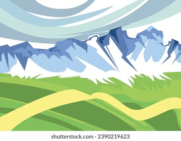 Vektorbild der Natur. Herrliche Berglandschaft.