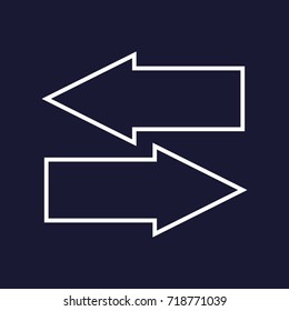 Vector image of navigation arrows showing direction. Vector white icon on dark blue background.