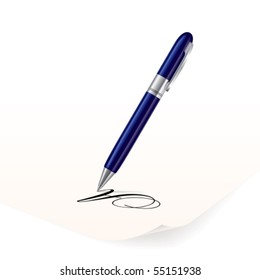 Vector image of navy pen writing on paper