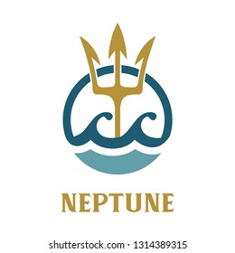 Vector image of Neptune's Trident. Neptune template logo design.