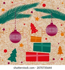Vector Image Of New Year and Christmas Elements For Greeting Cards, Printing, Wallpapers, Backgrounds, Decor, Design