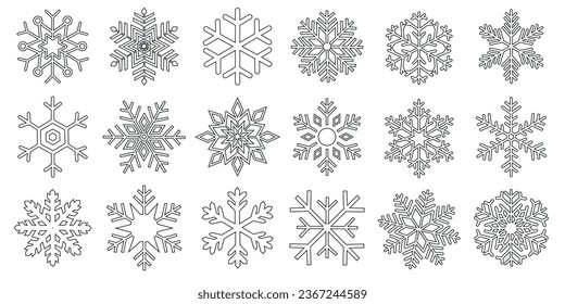 Vector image of New Year's design elements in black outline. Layouts for laser cutting