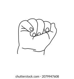 Vector of image of newborn baby's hands. Baby's hands drawn in a linear style. Icons with baby hands. Hand-drawn, hands with different gestures.
