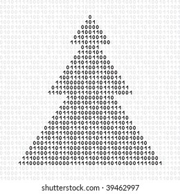 Vector image with New-Year tree on digit's background